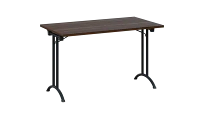 SLA 125 lak skládací jednací stůl 1250x700, deska 25 mm, podnož černý lak, deska ořech královský